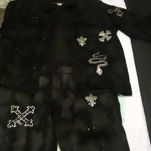 Black Rise Jeans Top and Bottom